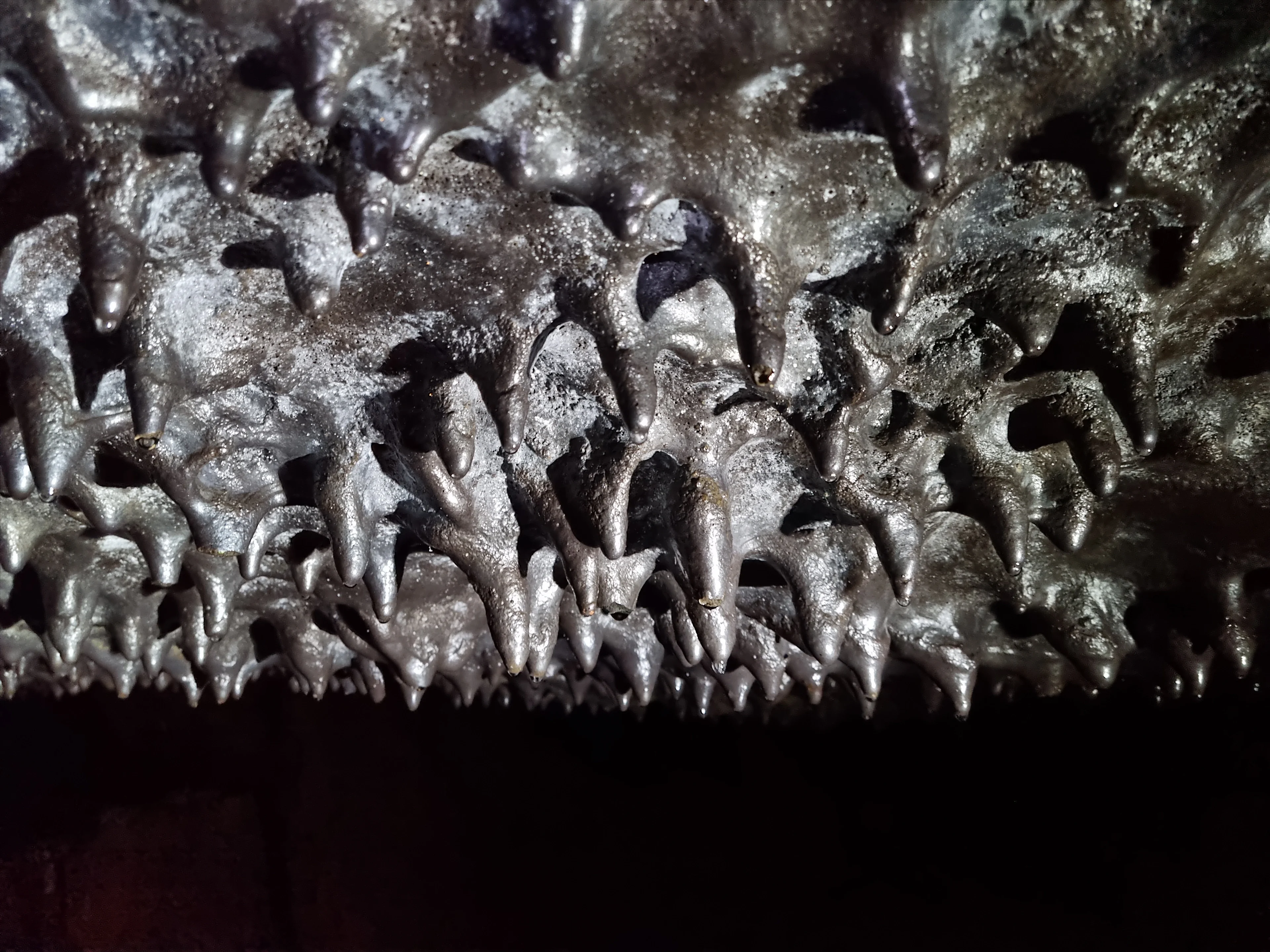 Frozen dripping lava in a lava cave