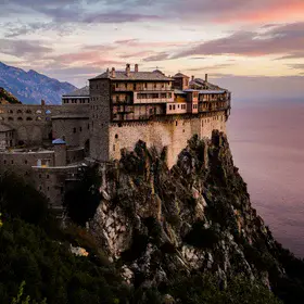 A peaceful sunset view of Byzantine engineering
