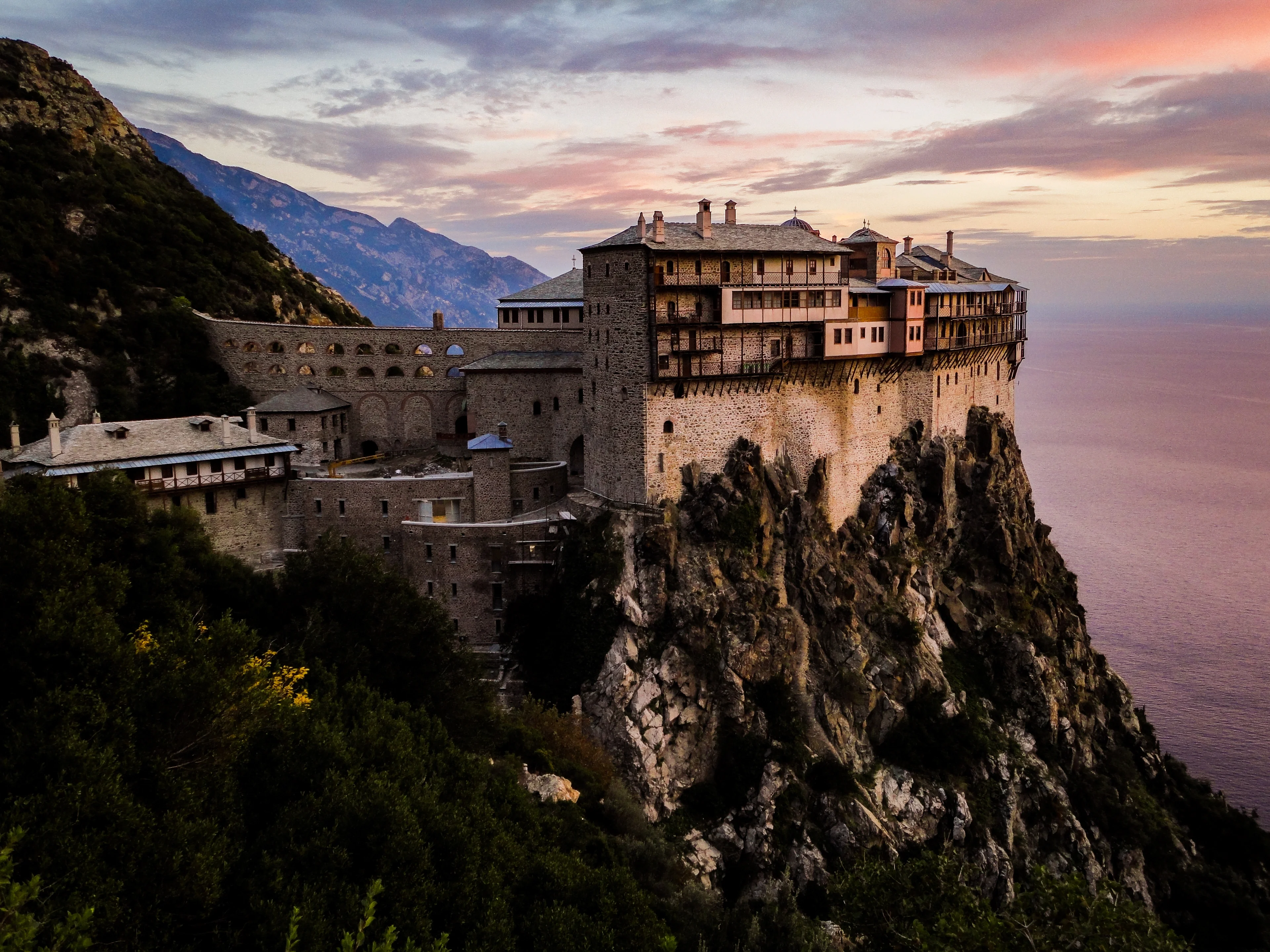 A peaceful sunset view of Byzantine engineering