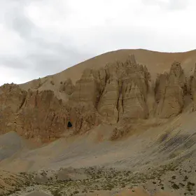 Rock and sand formations along the Manali-Leh highway in Ladhak, India