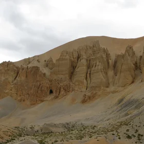 Rock and sand formations along the Manali-Leh highway in Ladhak, India