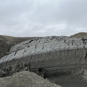 Mud volcano, Gobustan, Azerbaïdjan, slow clay extrusion