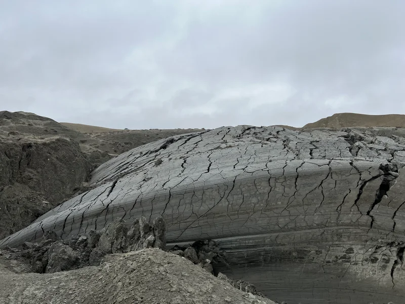 Mud volcano, Gobustan, Azerbaïdjan, slow clay extrusion