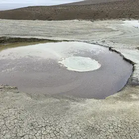 Mud volcano, bubbling lake