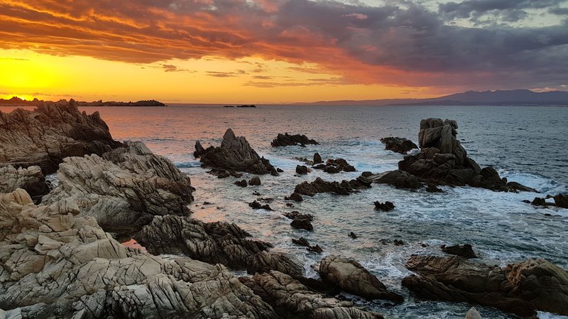 Sunset, sea and granites