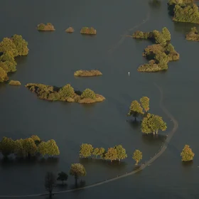 The trail that leads to nowhere - Sunset on flooded Planinsko Polje, Slovenia