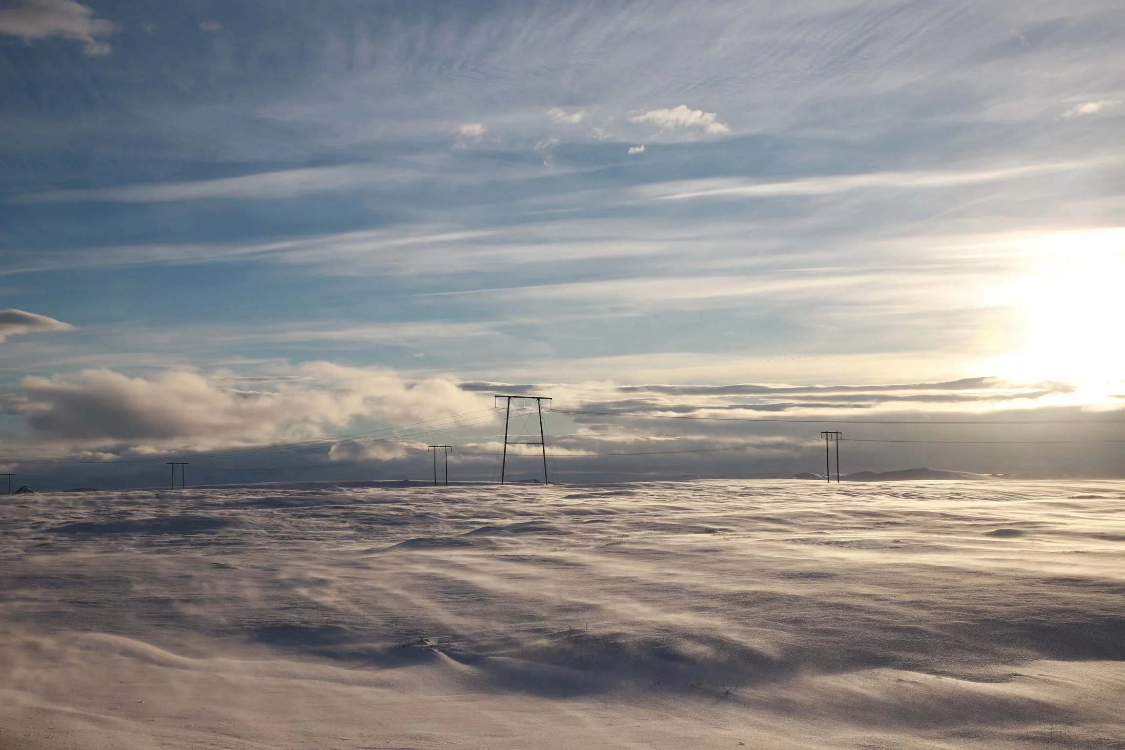 Blowing snow phenomenon in Iceland
