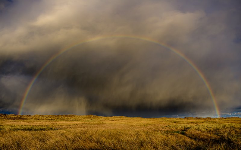 Rainbow over the saltmarsh of Spiekeroog