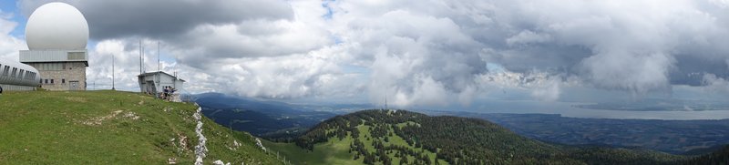MeteoSwiss weather radar overlooking Lake Geneva in the Swiss Jura