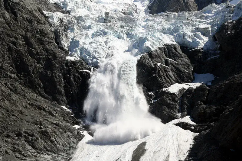Ice avalanche at a Glacier!