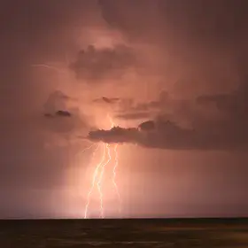 Lightning over Black Sea in Istanbul Türkiye