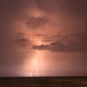 Lightning over Black Sea in Istanbul Türkiye