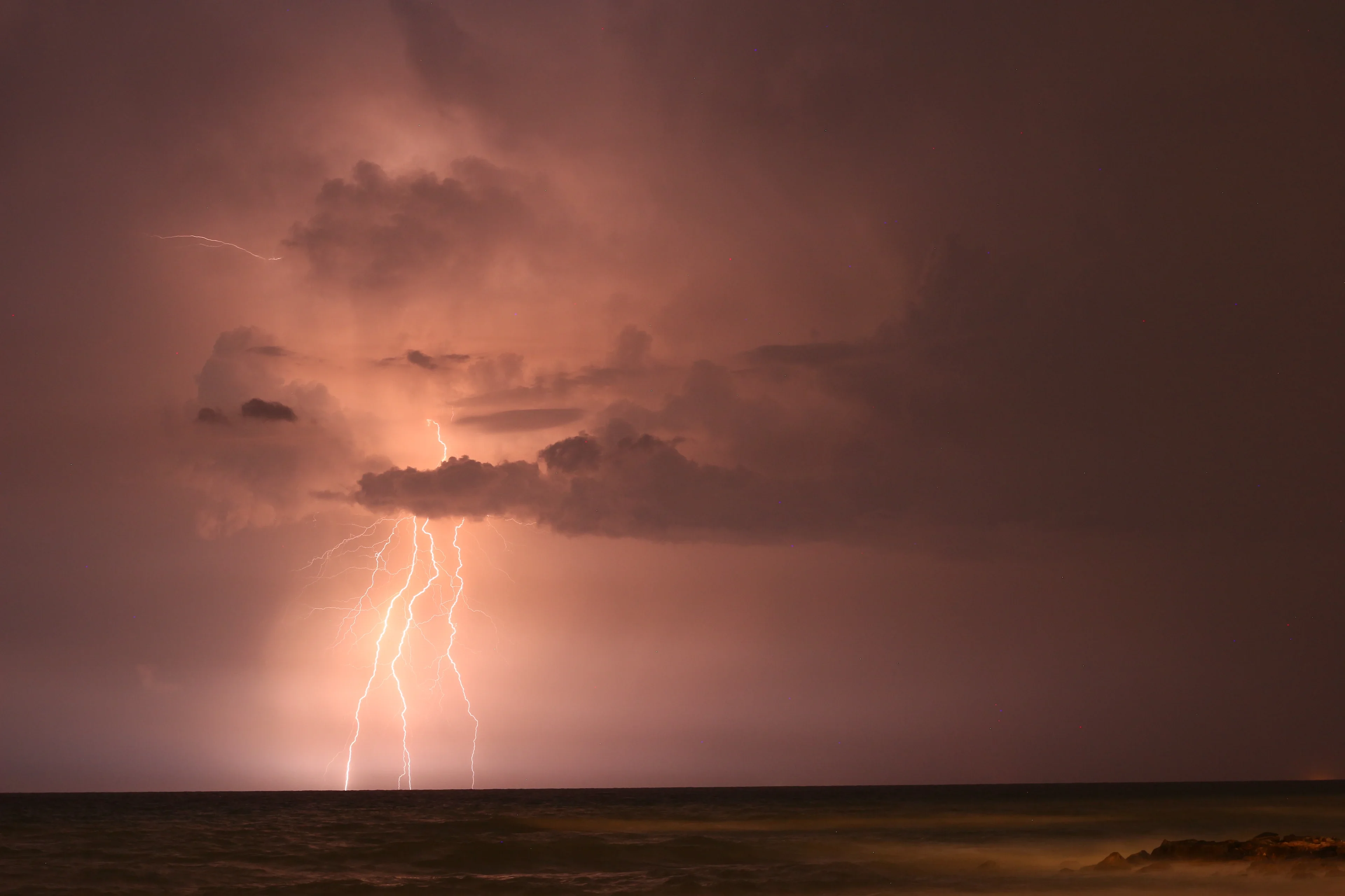 Lightning over Black Sea in Istanbul Türkiye