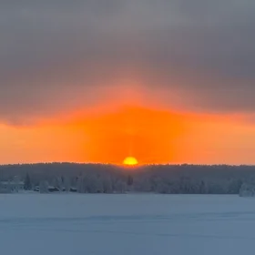 A man walking alone on the snow