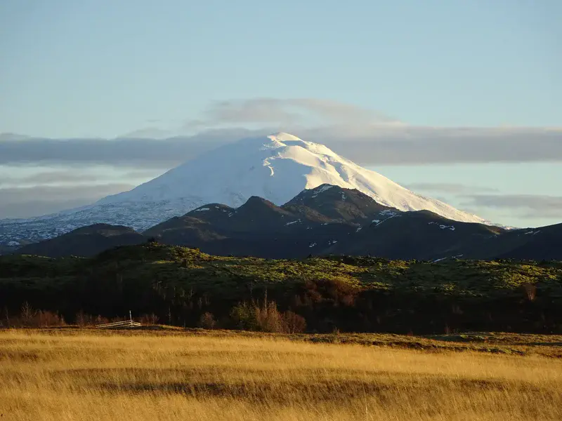 Snow-covered Hekla volcano