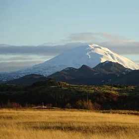 Snow-covered Hekla volcano