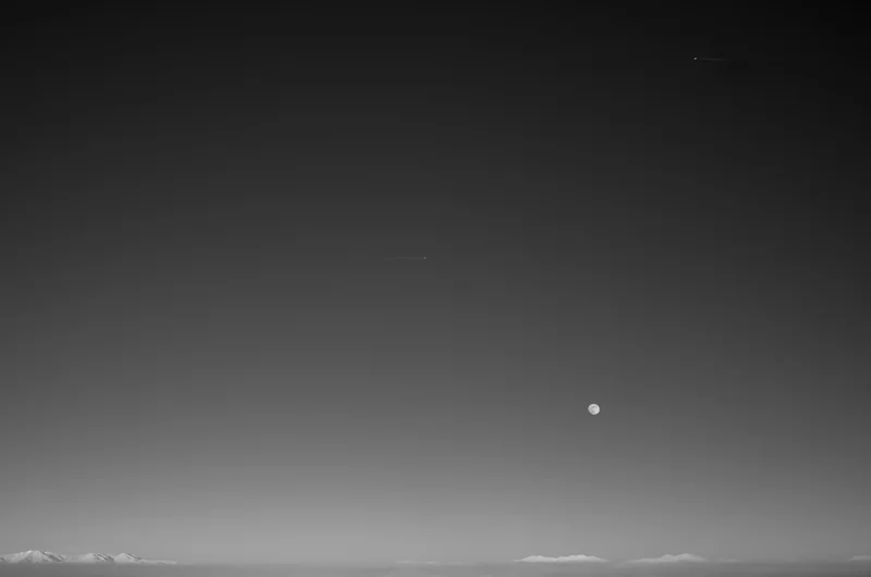 Earth, moon, and sky
