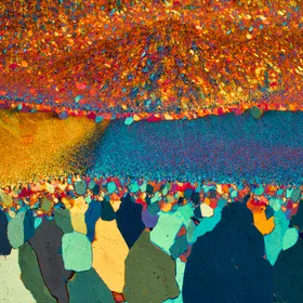 Polarized light photomicrograph of a thin section of brazilian agate.