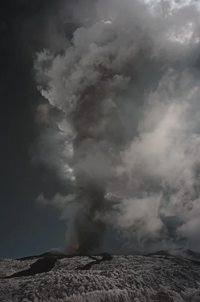 Cloudy ash eruption at Mt. Etna
