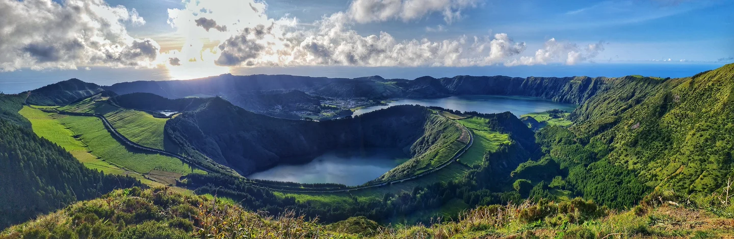 Panoramic view of the Sete Cidades volcanic caldera