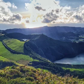 Panoramic view of the Sete Cidades volcanic caldera