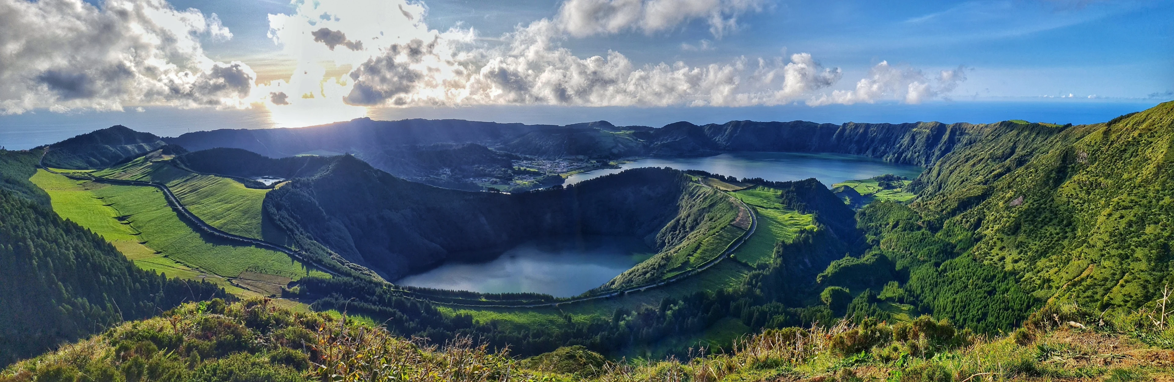 Panoramic view of the Sete Cidades volcanic caldera