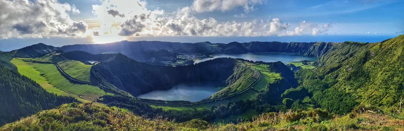 Panoramic view of the Sete Cidades volcanic caldera