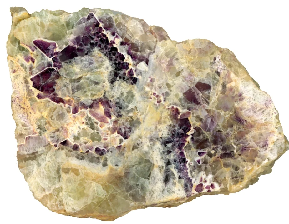 Zoned fluorite octahedrons from la Barre, Puy-de-Dôme, France.