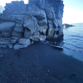 A volcanic cliff formed from cooled magma