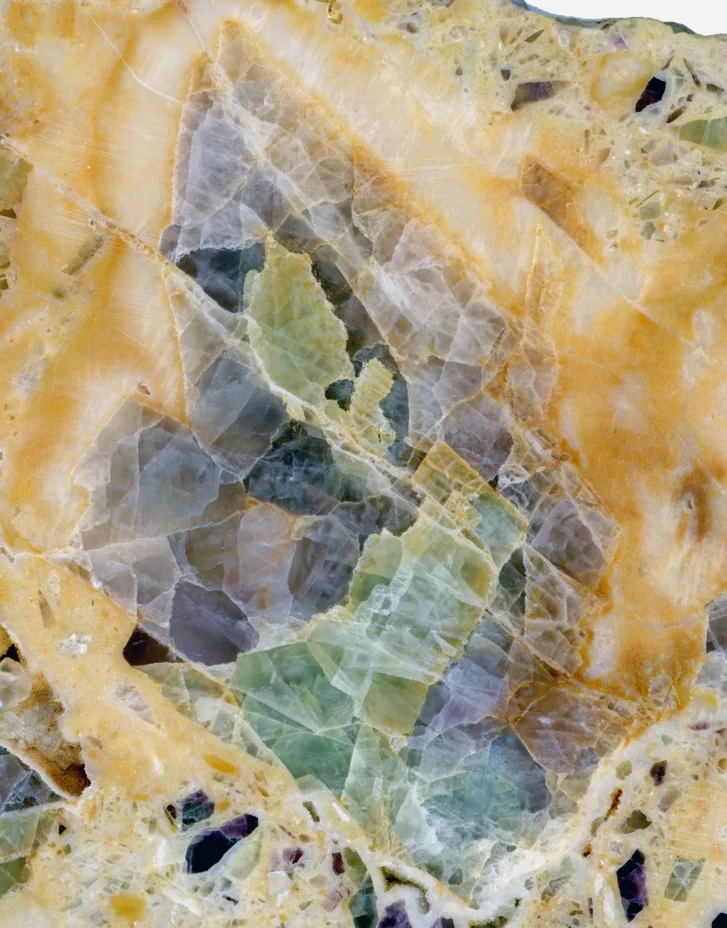 Close-up of Hydrothermal fluorite from la Barre former mine, France