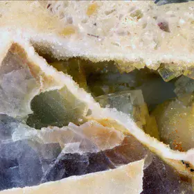 Close-up of cubic fluorite crystals