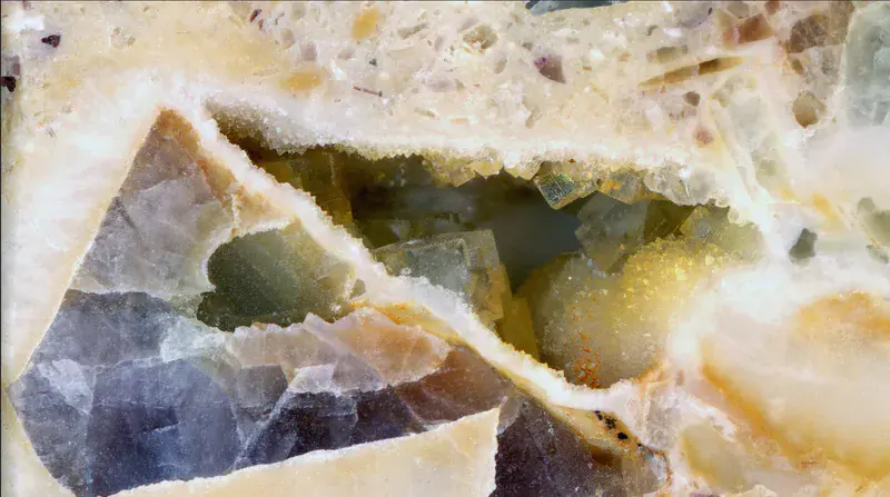 Close-up of cubic fluorite crystals