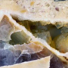 Close-up of cubic fluorite crystals