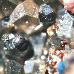 Microphotograph of a calcite geode found in a glendonite structure