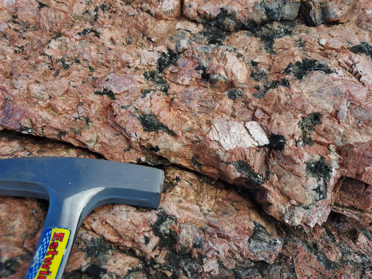 Detail of K-feldspars pegmatite-like vein on the Kopparnäs coastline, Finland.