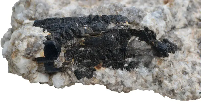 Broken schorl in a pegmatite