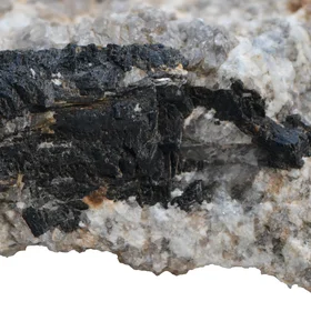 Broken schorl in a pegmatite