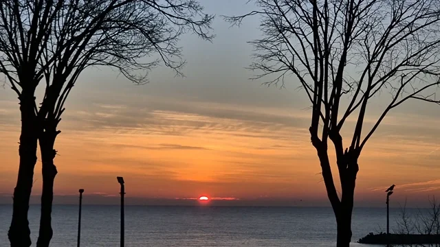 Winter sunrise in Mangalia on the Black Sea coast