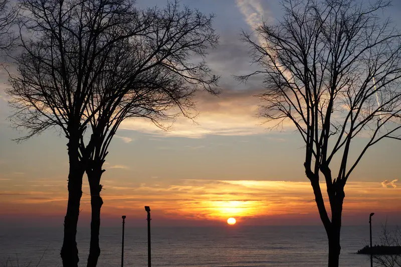 Winter sunrise on the Black Sea coast