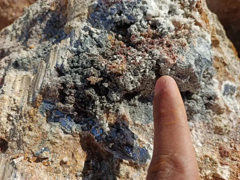 Lead Ore with Gypsum/Calcite Slices and Needles