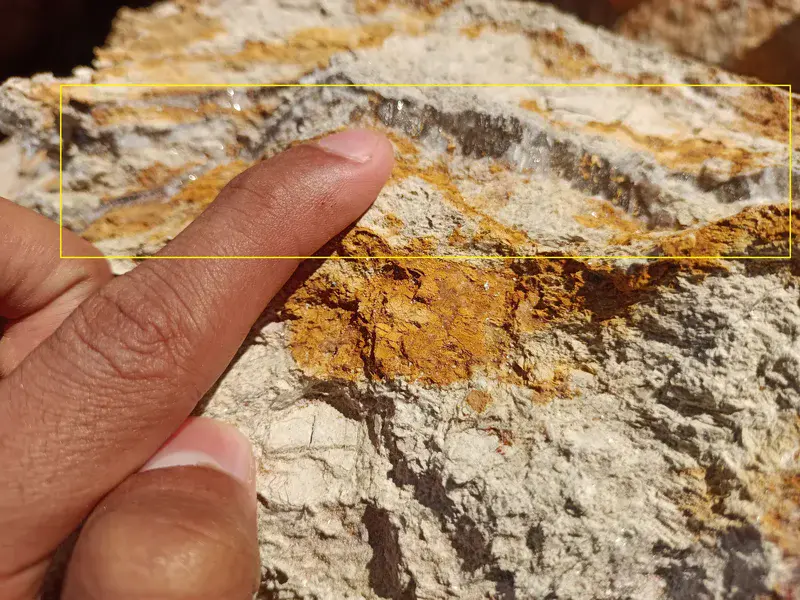 Gypsum Slice embedded in Lead/Zinc Ores Layer