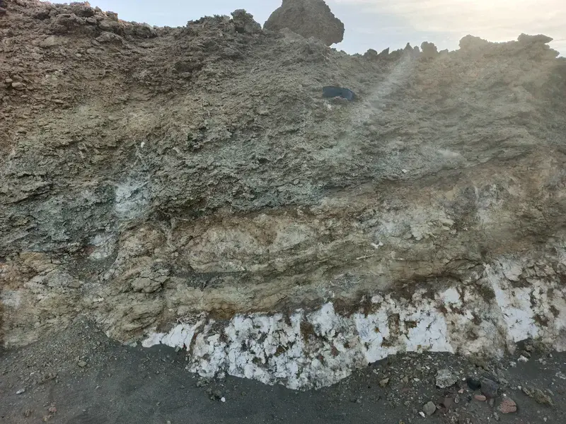 Outcrop of Calcite/Gypsum Deposits with Siltstone, Kaolinite, and Fanglomerates of the Red Sea Facies (EGYPT)