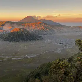 Sunrise on the Bromo and Semeru