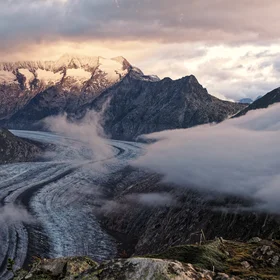 Great Aletsch Glacier at sunrise