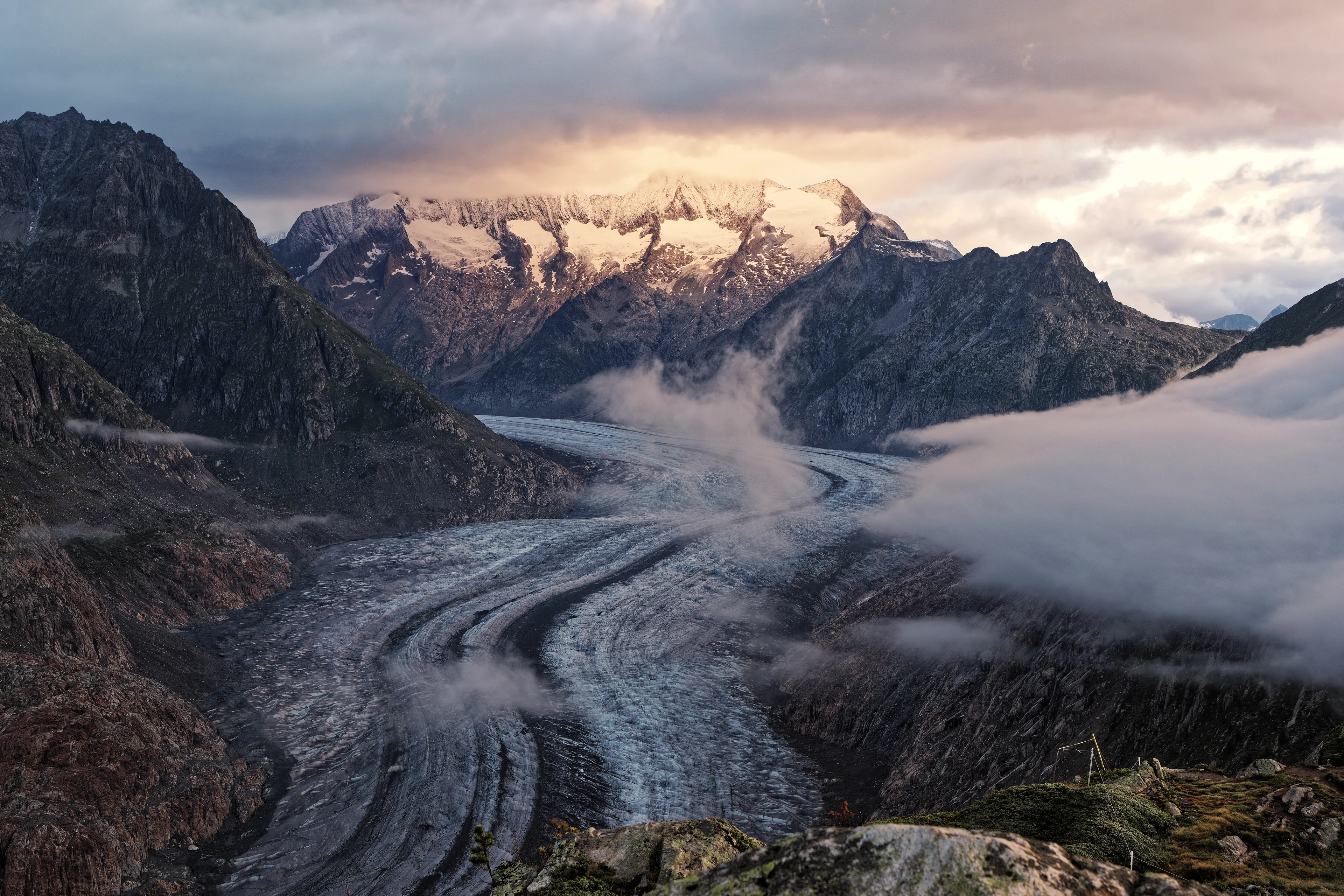 Great Aletsch Glacier at sunrise