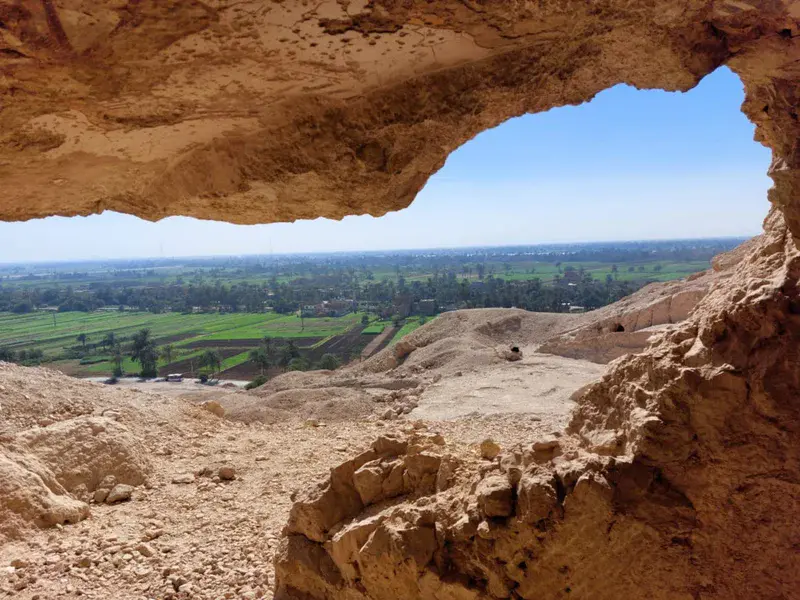 Bat Cave Entrance in Hammamiya – Shale Formations Overlooking the Nile Valley