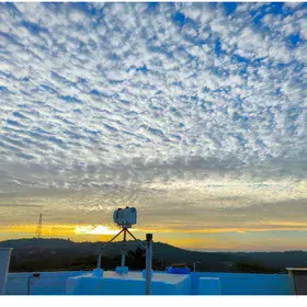 Textured Skies at Daybreak over High Altitude Cloud Physics Laboratory, Mahabaleshwar, Western Ghats of India.