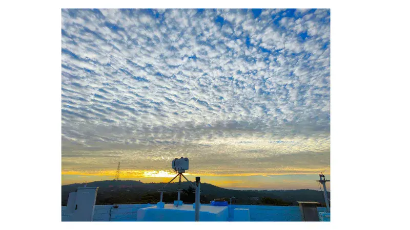 Textured Skies at Daybreak over High Altitude Cloud Physics Laboratory, Mahabaleshwar, Western Ghats of India.