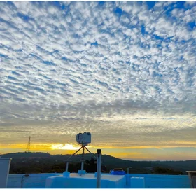 Textured Skies at Daybreak over High Altitude Cloud Physics Laboratory, Mahabaleshwar, Western Ghats of India.
