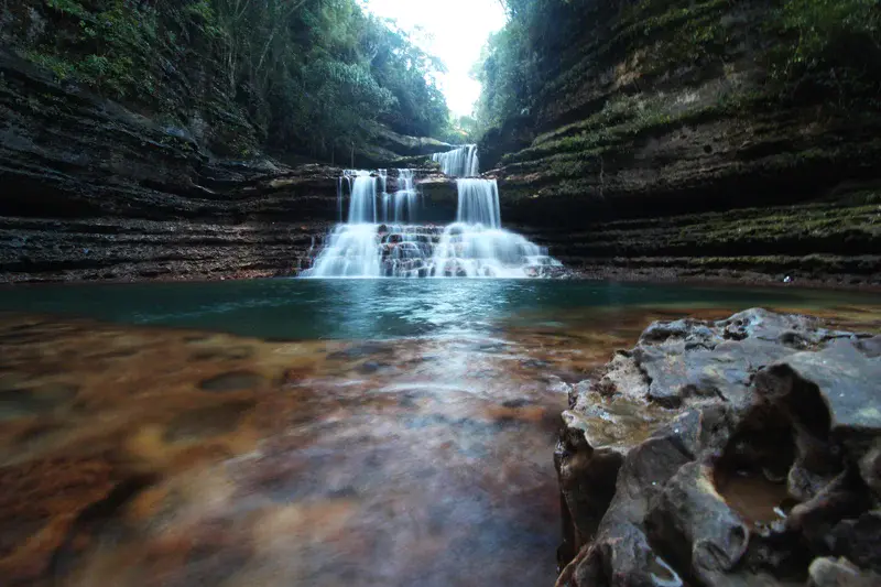 Wei Sawdong Falls: A Tiered Waterfall Shaped by Differential Erosion in the Meghalaya Plateau